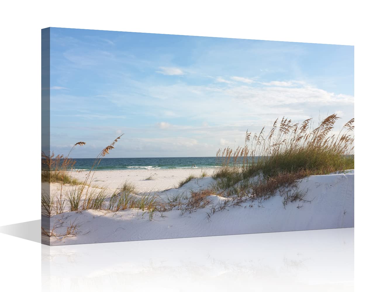 Beach Canvas Wall Art for Home Decor Artwork Sea Wave and White Beach on The Sunset Painting on Canvas for Dining Living Room Framed Ready to Hang 12x18inch (30x45cm) — image 1