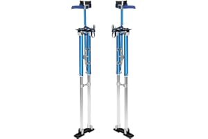 VOWAGH 50"-64" Adjustable Drywall Stilts Durable Professional Grade Lightweight Aluminum Tool Stilt for Sheetrock Painting Painter Taping Blue