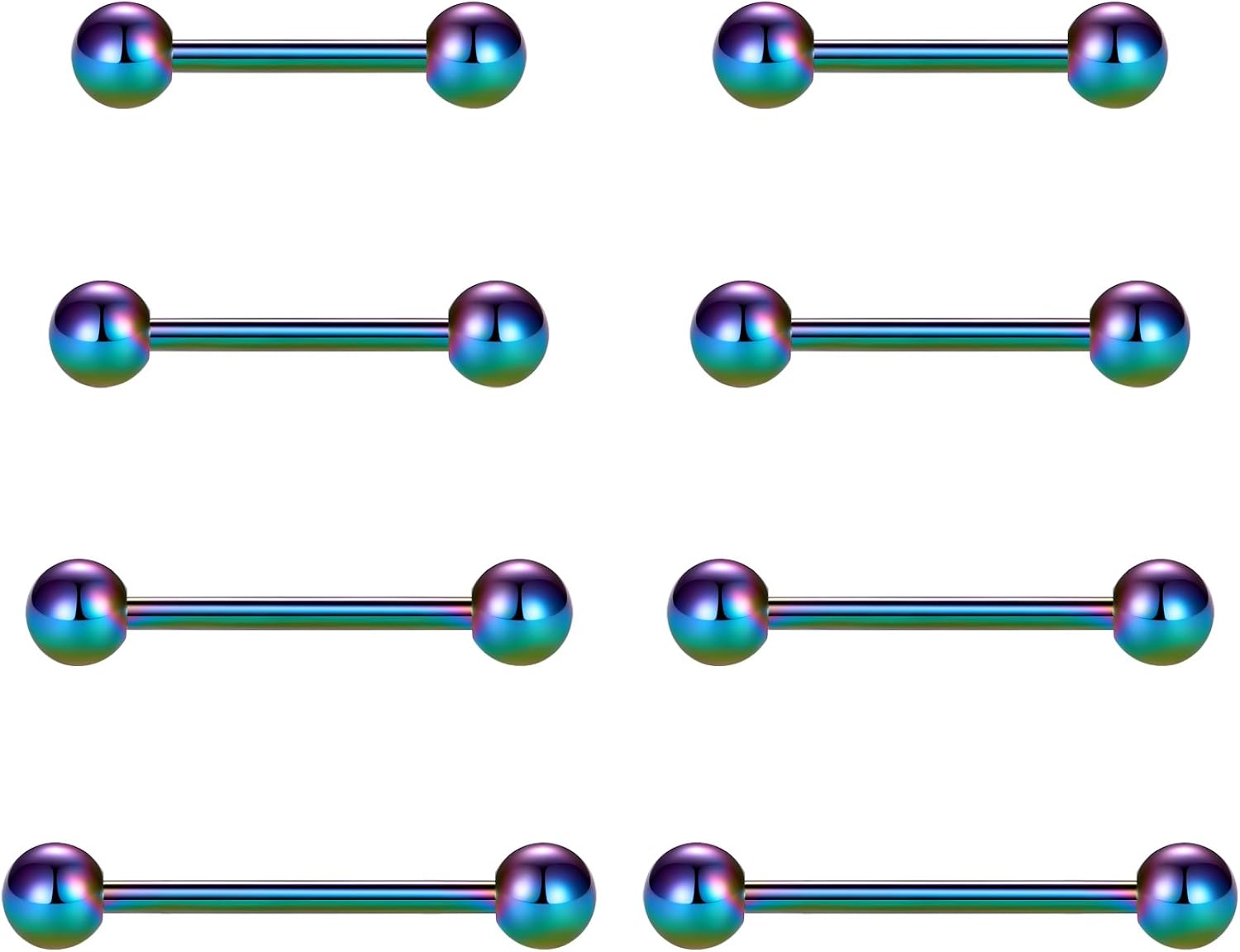 vcmart Nipple Rings Tongue Rings Stainless Steel Straight 14G Barbells Piercing Jewelry 12mm,14mm,16mm,18mm