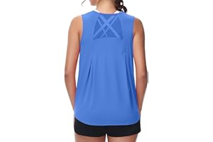 MCEDAR Workout Tops for Women Mesh Athletic Running Shirts Sleeveless Yoga Tank Tops Loose fit Gym Tops