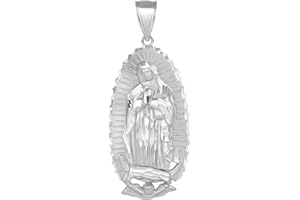 CLADDAGH GOLD Religious Jewelry Blessed Our Lady of Guadalupe Miraculous Medal Pendant, 1.57"