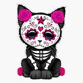 Cute Pink Day of The Dead Kitten Cat Sticker Outdoor Rated Vinyl Sticker Decal for Windows, Bumpers, Laptops or Crafts 5