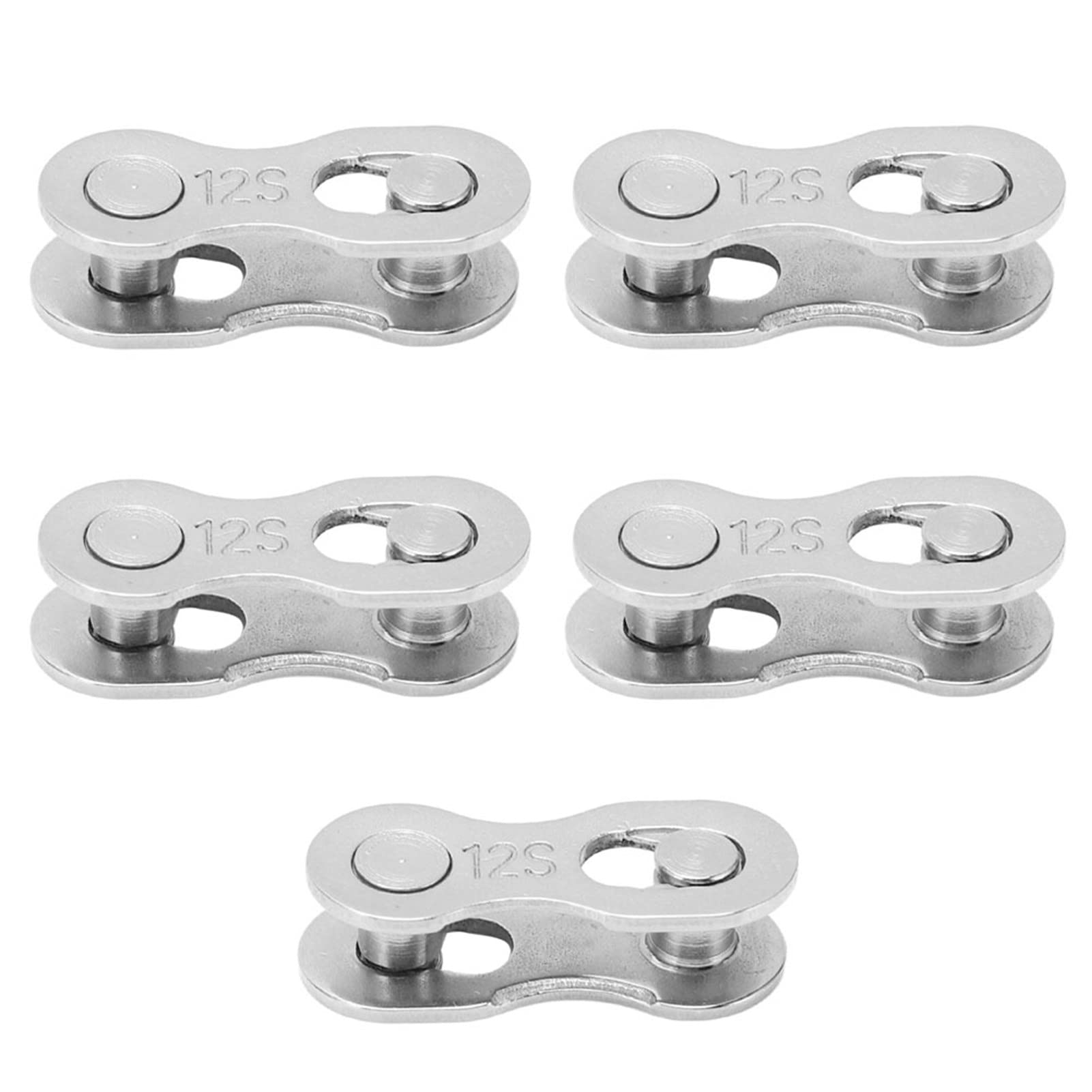 Hapivida 5 Pairs Bicycle Missing Link, Reusable Silver Steel Bike Chain Link Connector Quick Release Chain Master Link for 6, 7, 8, 9, 10,11,12 Speed Chain(12 Speed)