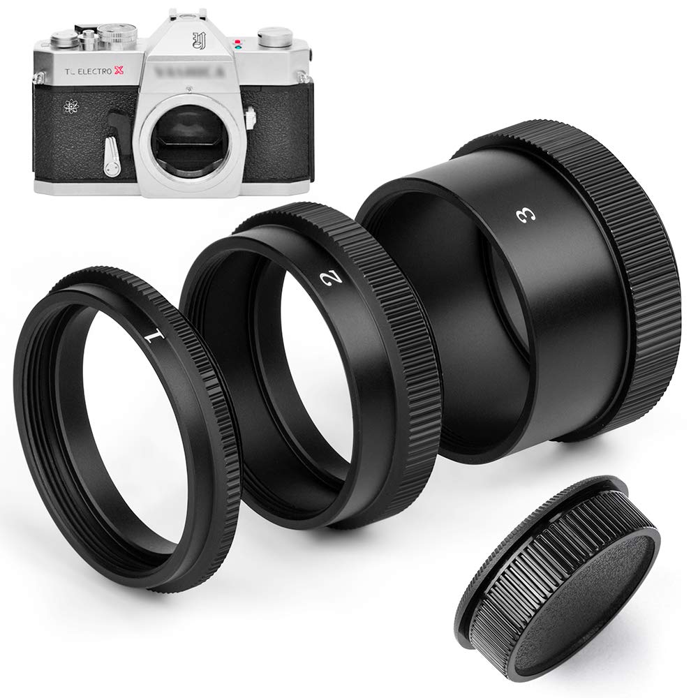 Fotover Macro Extension Tube Ring for M42 42mm Screw Mount with Body Rear Lens Cap