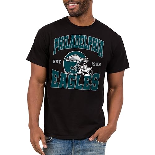 Junk Food Clothing x NFL - Philadelphia Eagles - Team Helmet - Unisex Adult Short Sleeve Fan T-Shirt for Men and Women - Size Small
