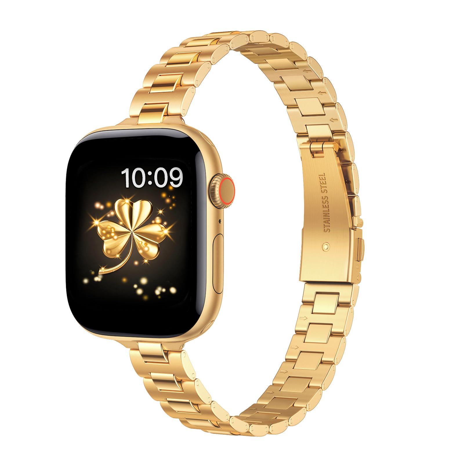 Photo 1 of ***(MINOR DAMAGE/ SEE NOTES)***WFEAGL Slim Metal Watch Band Compatible with Apple Watch 38mm 40mm 41mm 42mm(Series 10), Dressy Stainless Steel Strap for Women iWatch Bands Series10/9/8/7/6/5/4/3/2/1/SE(Gold)