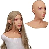 MOTLEYBEAN Silicone Mask Realistic Female Mask Beauty Face With Neck for Halloween Crossdresser Cosplay