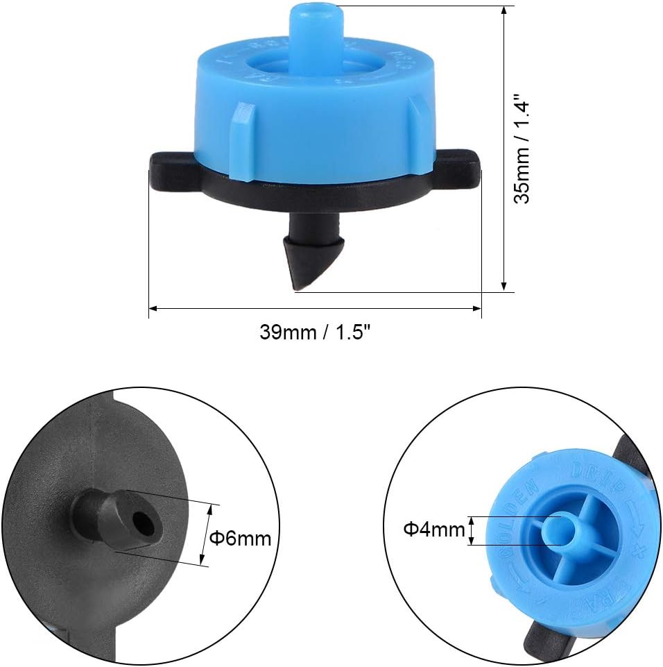 sourcing map Pressure Compensating Dripper 4GPH 16L/H Emitter for Garden Lawn Drip Irrigation with Barbed Hose Connector Plastic Black Blue 30pcs - Image 3