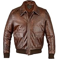 Infinity Men's Brown Cow Hide Leather Flight Bomber Jacket with