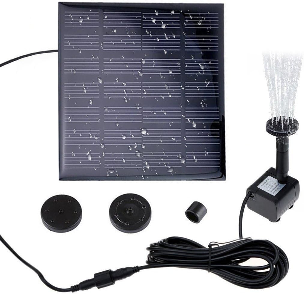 SKEMIX Solar Outdoor Fountain Water Pump Kits Solar Power Water Fountain with 1.2W Solar Panel for Birdbath, Fish Tank, Small Pond, Garden Decoration