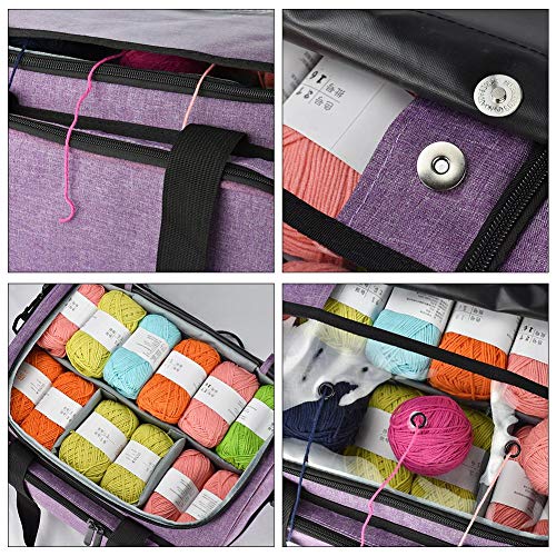 Fancystar Knitting Bag Yarn Storage Tote Bag Nylon Waterproof - Yarn Organizer Crochet Bag with Knitting Accessories Case