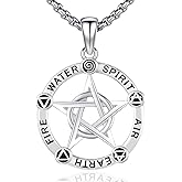 Eusense Nudo De Bruja Plata 925 Original Witches Knot Necklace Tetragrammaton Hecate Triple Moon Goddess Lilith Jewelry Pentagram Pendant for Women Men