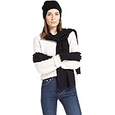 Fishers Finery Women's Pure Cashmere Cable Knit Hat Glove Scarf Set with Gift Box