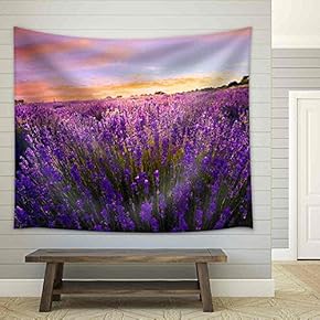 Lavender Field in Summer Near Tihany, Hungary - Fabric Wall Tapestry Home Decor - 51x60 inches