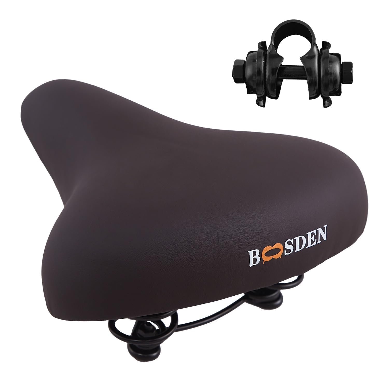 BOOSDEN Comfortable Bike Saddle, Soft Gel Bicycle Seat, Waterproof PU Leather, Ideal for Mountain, Road & Exercise Bikes, Dark Brown