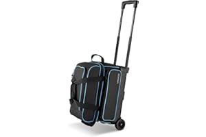 VEVOR Bowling Ball Bag, 2 Ball Double Roller Bowling Bag with Wheels, Featuring a Separate Compartment for Shoes (Up To US Si