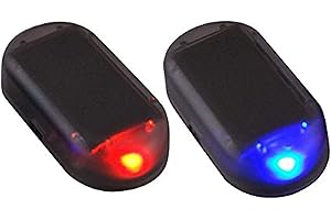 Kqiang 2pcs Car Solar Power Simulated Dummy Alarm Warning Anti-Theft LED Flashing Security Light Fake Lamp (Blue + Red) 2