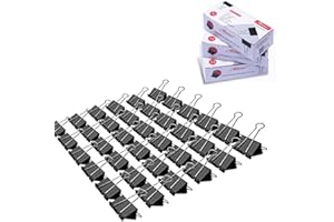 MAKANU Binder Clips Medium, 1-1/4 Inch 36 Pcs, Black, Standard 32mm, Capacity 0.6 Inch, Paint Coated Black, Fold-Back, 1.25 Inch, Keep Things in Order
