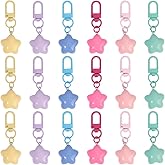 Beebeecraft 18Pcs 6 Colors Resin Star Keychains Colorful Key Chain Ring Clasp Cute Chubby Puffy Star Bag Charm for Car Keys Purse Backpack Decoration Accessories