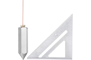 Ceenna 8 Ounce Plumb Bob and 7 Inch Rafter Square Combo, Aluminum Alloy Carpentry Tool, Angle Finder, Protractor & Precision Measuring Tool for Roofing Framing Woodworking Contractor and DIY(Hexagon)