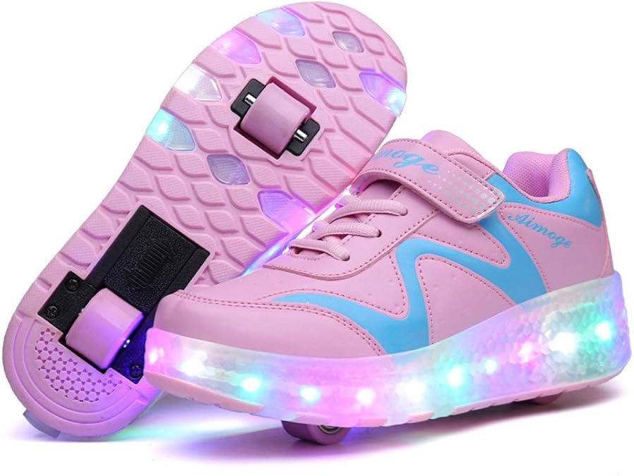 Aikuass USB Chargable LED Light Up Roller Shoes Wheeled