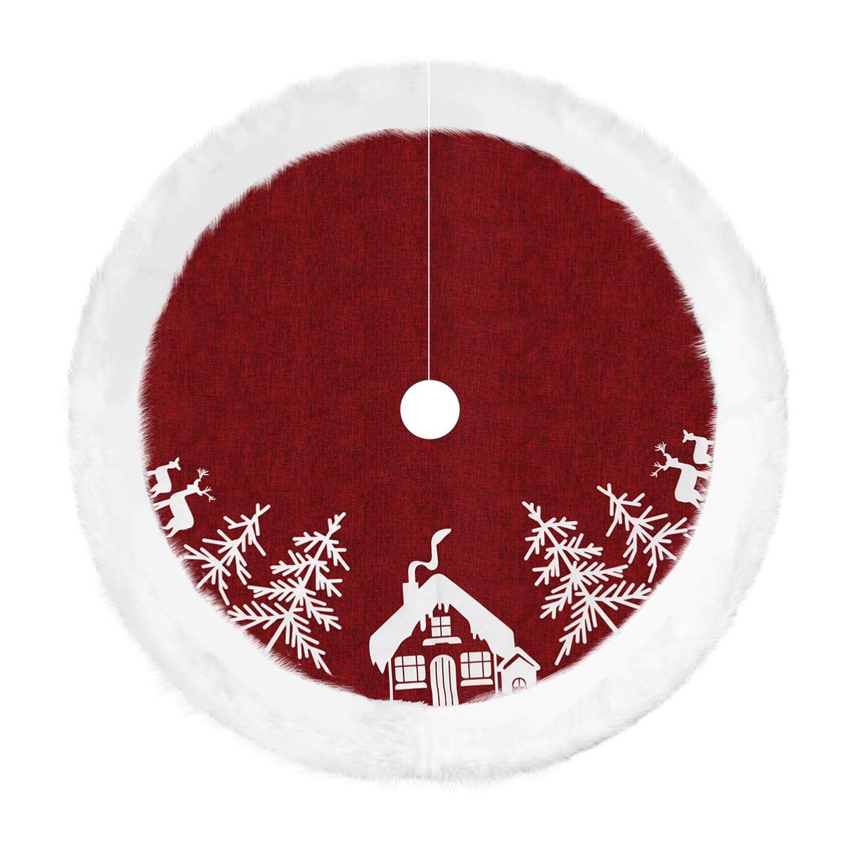 IMIKEYA Christmas Tree Skirt Tree Base Mat Holiday Christmas Tree Ornaments Home Party Decorations/Red