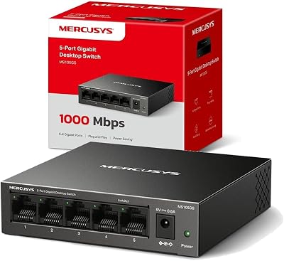 MS105GS-Switch 5G, 5 Puertos, Plug and Play, sin Ventilador, RJ45