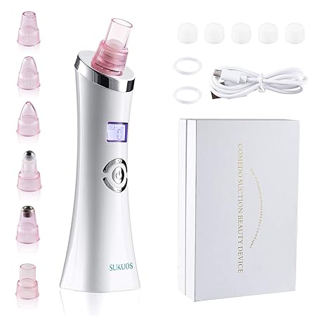 Mitesserentferner Sauger - Sukuos 6 in 1 Mitesser Entferner Extractor Elektrisch Vakuum Porenreiniger Gesichts-Mitesser Akne-