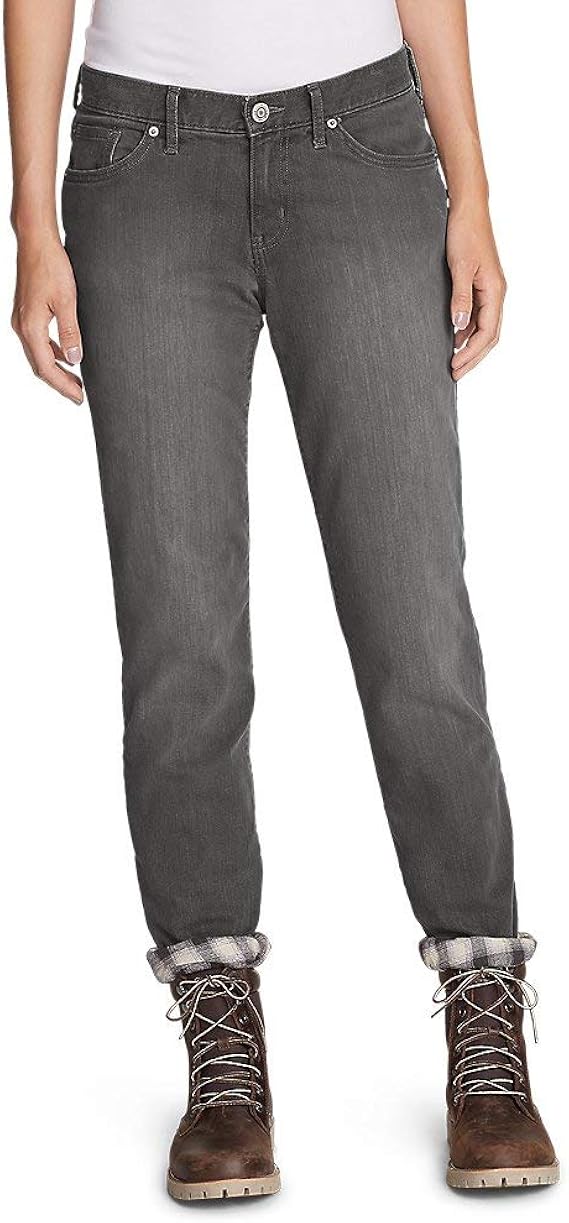 Eddie Bauer Women's Boyfriend FlannelLined Jeans Amazon.ca Clothing
