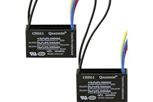 Quanmin 2PCS CBB61 Ceiling Fan Capacitor Electrical Power Relay Connecting Capacitor 5 Wires 4.5uf+6uf+5uf Compatible 250VAC/300V 50/60 Hz Fan Parts Fans Replacement for Harbor Breeze & New Tech