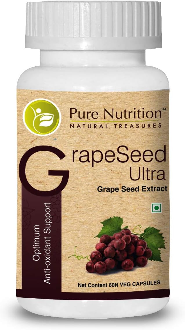 Pure Nutrition Grape Seed Ultra - Grape Seed Extract 500mg (Rich in Quercetin & Opc) - 60 Veg Capsules