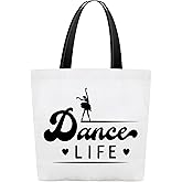 BXVRT Canvas Tote Bag for Women, Dance Life Shoulder Bags, Dance Gifts for Dancers Dance Teams Dance Teachers Dance Coach Friends Sisters Daughter, Dancing Themed Reusable Shopping Bags -06