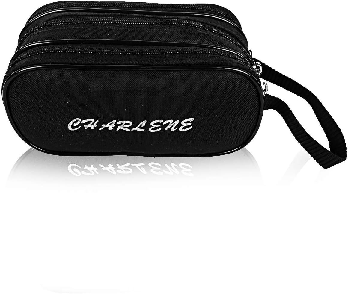 Charlene Multipurpose Travel Pouch Bag | Black Waterproof Zipper Organizer | Compact Toiletry Bag, Stationery Case, Cosmetic & Shaving Kit for Men & Women