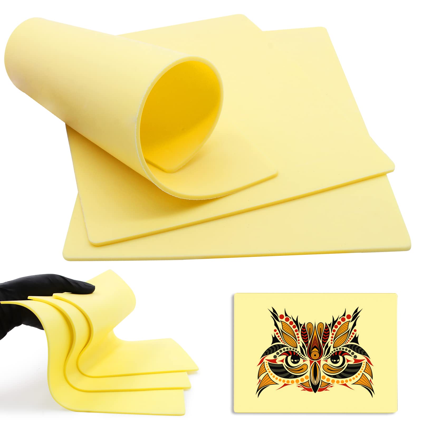 Emalla 3pcs A4 Tattoo Practice Skin 3mm Tattoo Fake Skin Double Sides Microbading for Artists & Beginners — image 1