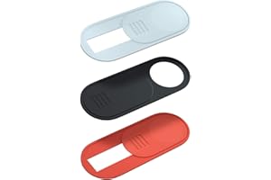 HKDGYHON Webcam Cover Slide, 0.028-Inch Ultra-Thin Camera Blocker for MacBook, iMac, Laptop PC, Desktop, iPad, iPhone, Smartphone, Web Cam Privacy Cover Protect Visual Privacy&Security (Black/White/Red-3 Pack)