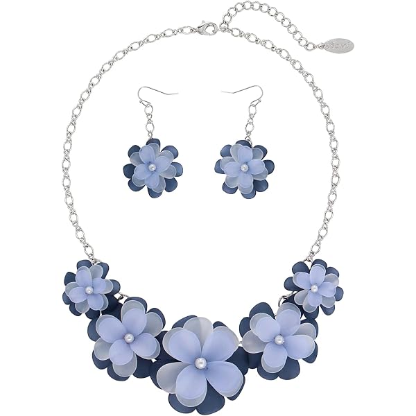 Bocar Flower Bib Necklace Set For Women - Handmade Statement Collar Jewelry, 18" Length With Extender