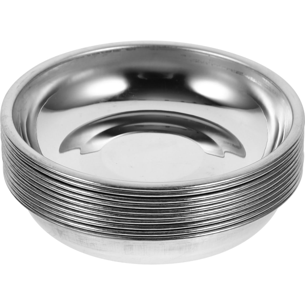 HEMOTON Stainless Steel Small Plates 3.15 Inch Round Sauce Dishes Set of 10 for Condiments Mustard Appetizers Kitchen Tableware for Home Restaurant Use
