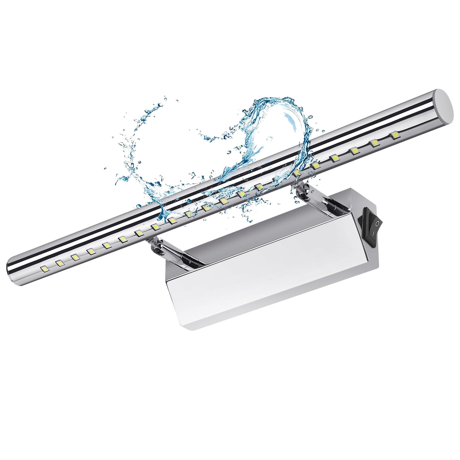 Glighone Bathroom Light Fixtures Over Mirror Led Light Fixtures for Bathroom Above Mirror Wall Lights with Switch Adjustable Angle Stainless Steel Cool White [Energy Class G]