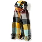 Villand Women's Wool Scarf - Cashmere Feel Winter Checked Scarves for Women, Large Soft Thick Shawls and Wraps with Gift Box