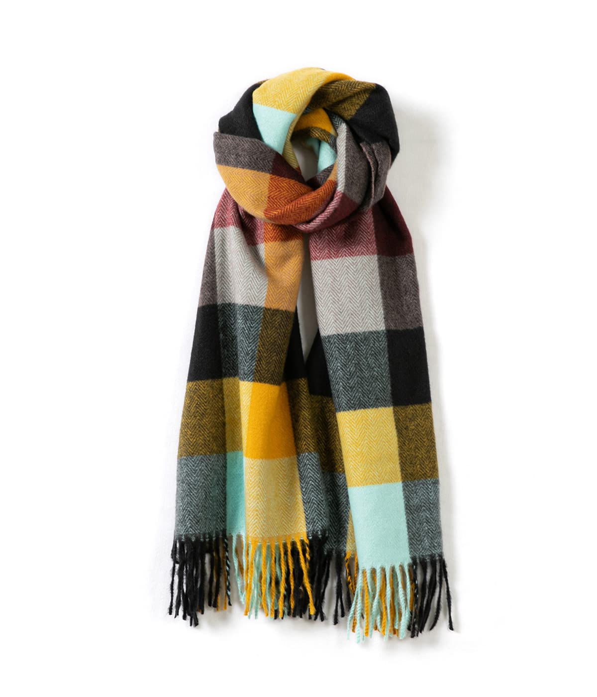 Villand Women's Wool Scarf - Cashmere Feel Winter Checked Scarves for Women, Large Soft Thick Shawls and Wraps with Gift Box