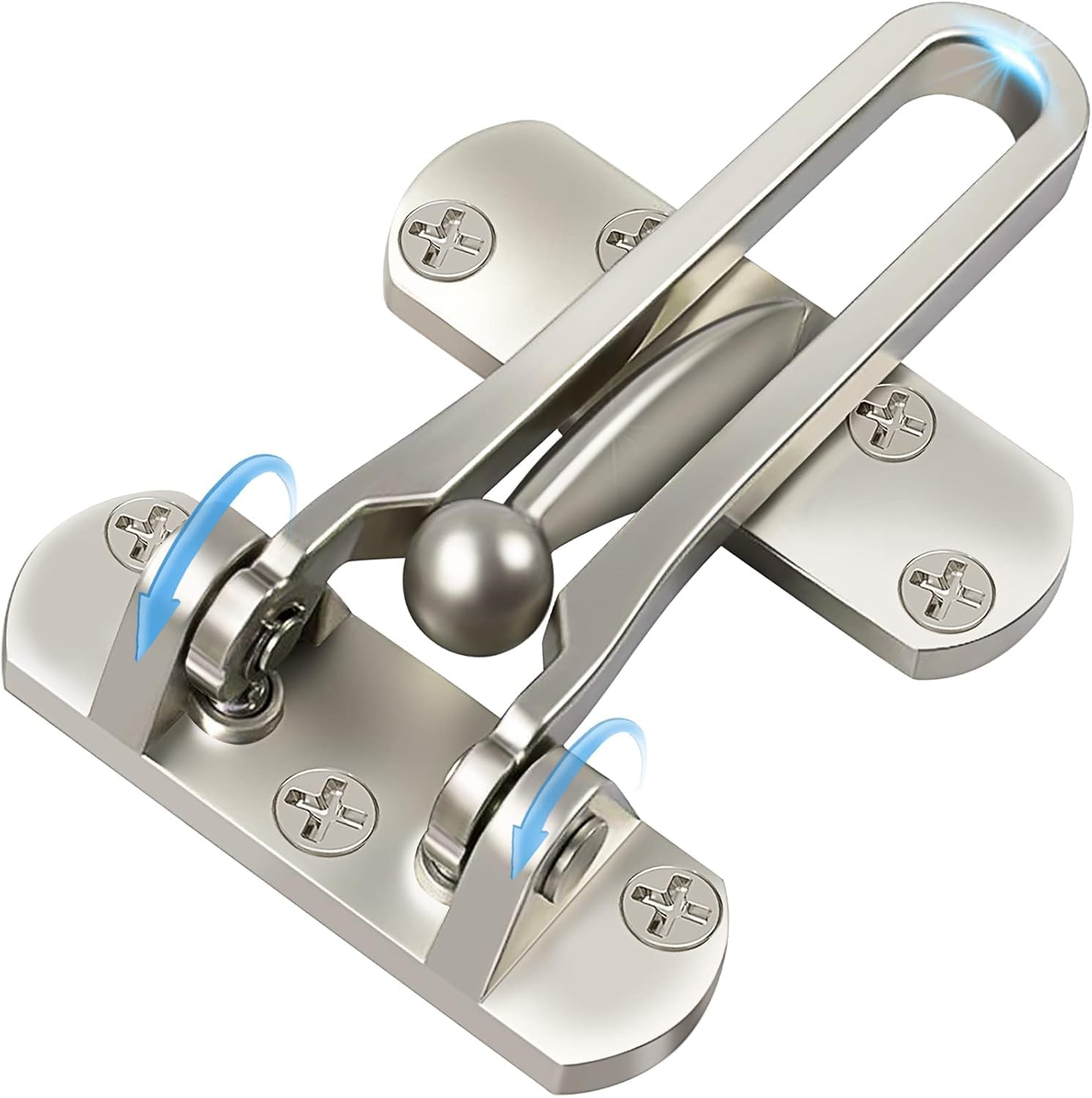 Photo 1 of Door Lock Latch for Home Security - Swing Bar Door Guard for Front and Inside Door, Safety Childproof Reinforcement Door Stopper for Kids Home Hotel Apartment, Thicken Aluminium Alloy Nickel Satin