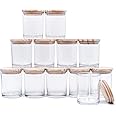 SHOWIN Thick Candle Jars for Making Candles 12 Pcs, 7 OZ Empty Jars with Wood Lids for Candle Making, Sample Container, Clear