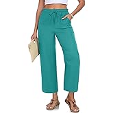 EDUWU Women Casual Pants Loose High Waist Cropped Palazzo Beach Pants Summer Outfits 2025 Trendy