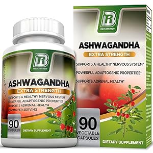 Image of BRI Nutrition Ashwagandha - Premium Stress & Anxiety Relief w Energy Boost & Calm, Vegetarian Vegetable Capsules (90 Count)