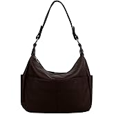 YALUXE Women's Genuine Leather Shoulder Bags Hobo Handbags Purses with Double Zipper Pockets and Crossbody Strap