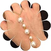 Aneneiceera Boho Pearl Finger Ring Bracelet Pearl Slave Bracelet Gold Ring Wrist Bracelet Pearl Slave Bracelet Bridal Pearl Bracelet Hand Chain Jewelry for Women