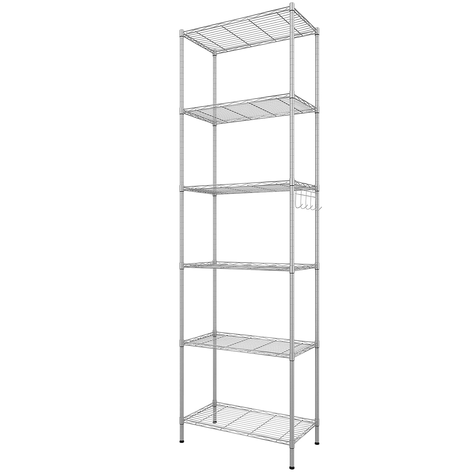 BATHWA Shelving Units Bathroom Shelf Metal Shelving Unit Free Standing Shelves 6-Tier Standing Shelf Units Storage Shelves Free Standing Rack Wire Shelving Unit,Heavy Duty Garage Shelving, Silver
