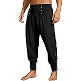 Runcati Mens Medieval Pirate Pants Renaissance Viking Ankle Ren Faire Pants Colonial Gothic Halloween Costume Trousers