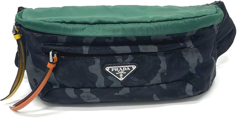 Amazon プラダ Prada 2vl008 ロゴプレート カモフラ 迷彩 ボディバッグ ヒップバッグ ウエストバッグ ナイロン レザー メンズ 中古 Prada プラダ ボディバッグ ワンショルダー