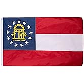 Georgia Flag 3x5 Outdoor - Heavy Duty Nylon Georgia State Flags with Embroidered Stars, Sewn Stripes and Brass Grommets(3x5 Feet)